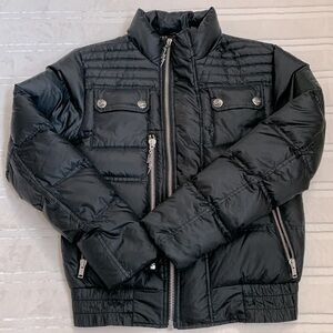 Faith Connexion Designer Down Feather Black Puffer Bomber Jacket